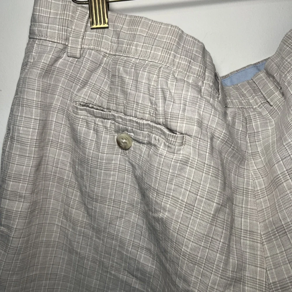 Banana‎ Republic Plaid Shorts Mens 36 Tan Beige Golf Casual Flat Front